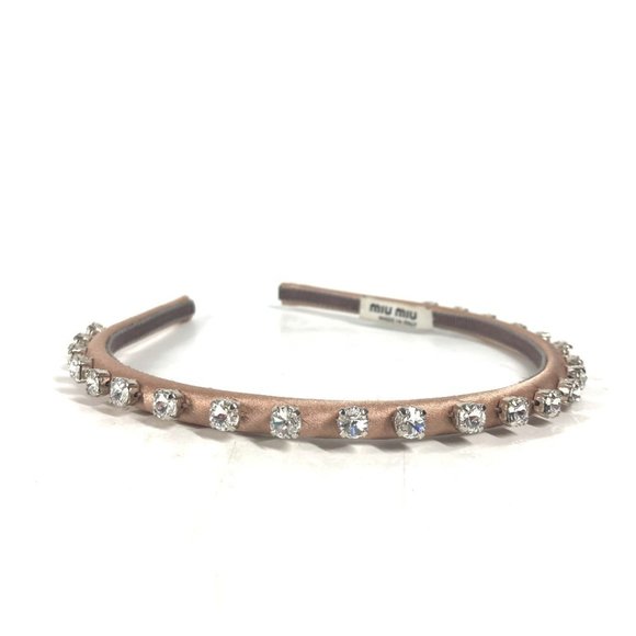 Miu Miu MIU Pearl Hair Accessory Headband Hairband Velour Women's Black - Picture 6 of 10